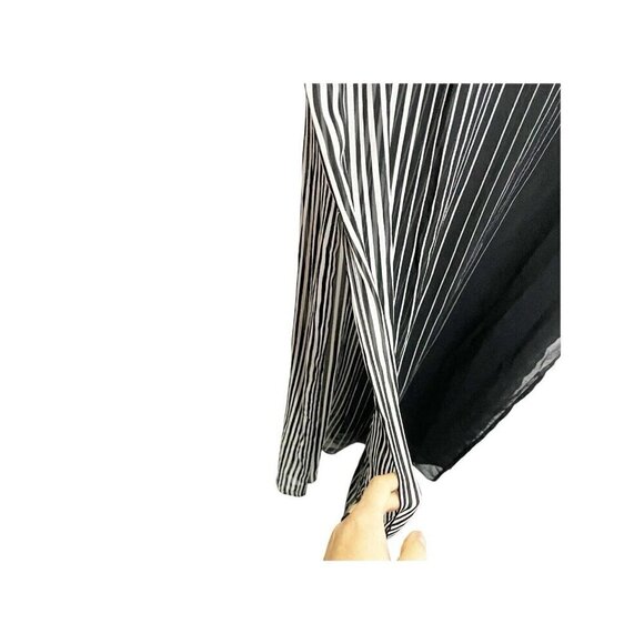 Calvin Klein Women's Black Striped Maxi Caftan Cover-Up Dress Sheer M - Picture 4 of 5